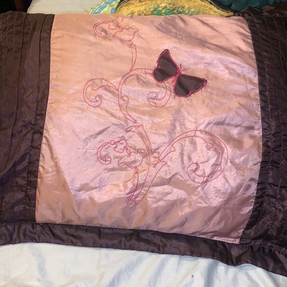 Vintage Satin butterfly pillow sham/ case - Picture 2 of 5